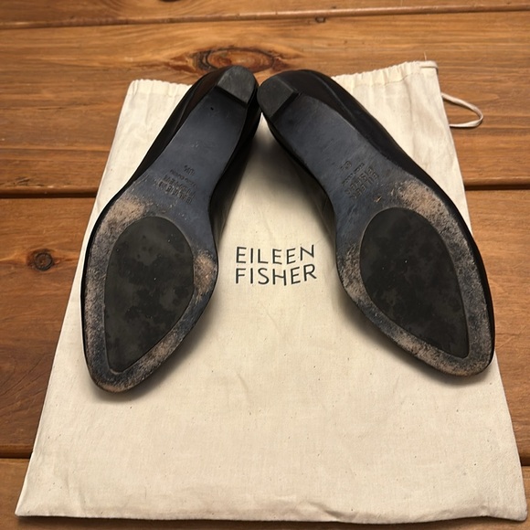 Eileen fisher black leather pumps with curved heel Size 8 1/2 8.5 - Picture 4 of 10